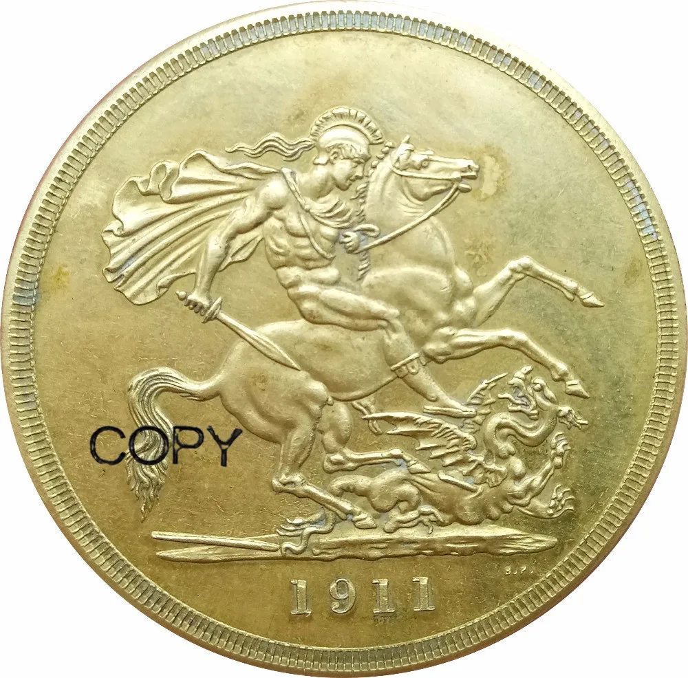 المملكة المتحدة 1911 خمسة 5 جنيه جورج V التتويج عملة ذهبية النحاس