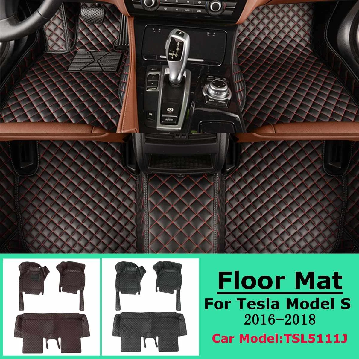 

For Tesla Model S 2016 2017 2018 Car Waterproof Leather Floor Mats Car Accessories Floor Pad Foot Pad Cushion Cover Custom