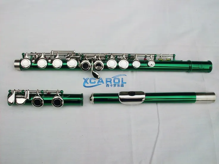

Green 16 close holes Flute C key+E Color Flute Great Metal Tone technique