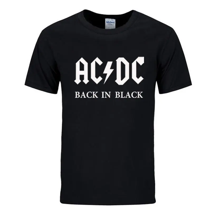 Рок группа AC DC Футболка Мужская Лето хлопок Модная брендовая ACDC Мужская футболка хип-хоп футболки для фанатов - Цвет: black
