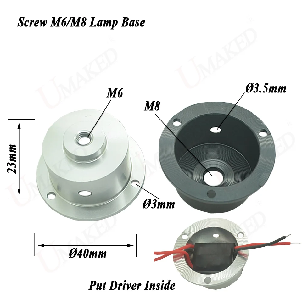 5 шт. свет База шланг dia40x23mm свет держатель База случае комплект DIY аксессуары Alumimun Spotlight База M8 винт положить внутри драйвера