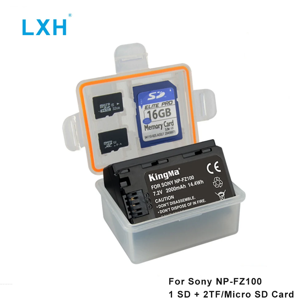 

LXH Camera Battery Case Waterproof SD TF MSD Card Storage Box For Sony NP-FZ100 Battery For Sony A9/A7R III/A7 III/ILCE-9