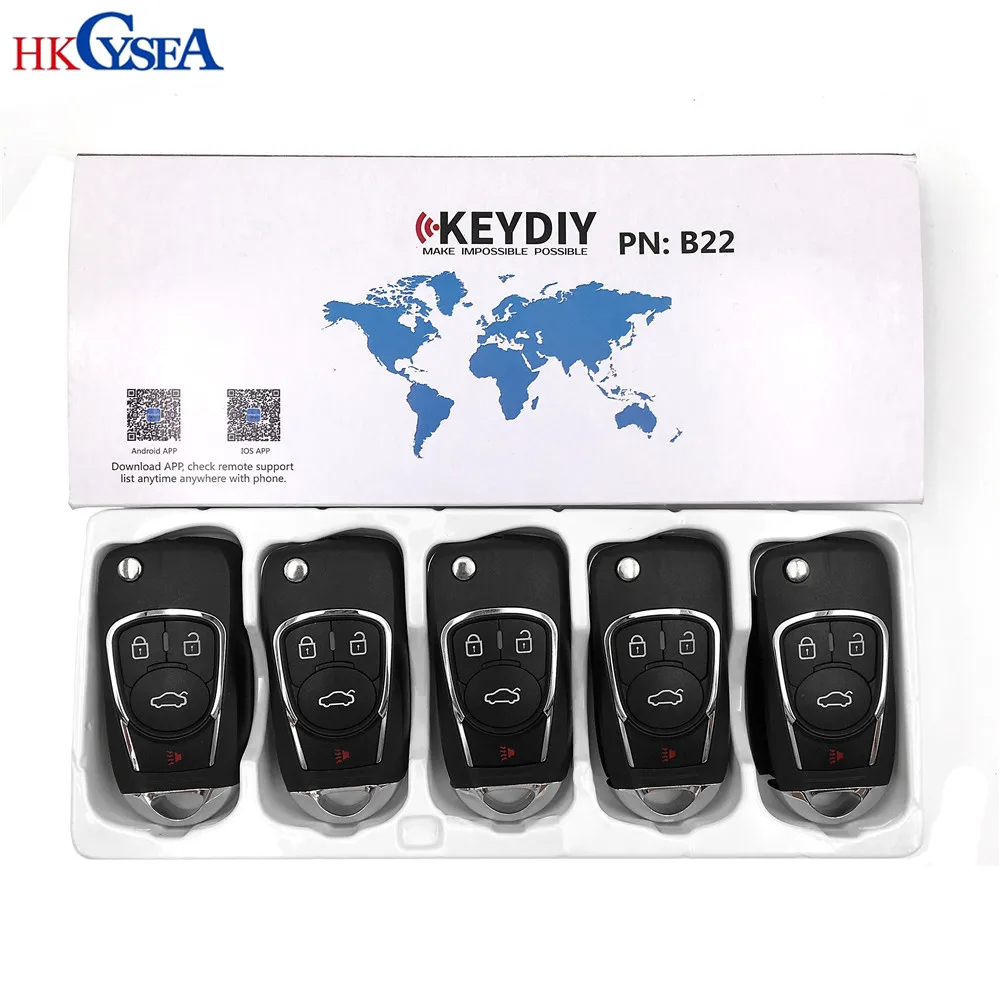 5 шт./лот, KEYDIY KD B22-3/4 дистанционный Автомобильный ключ для KD900+/URG200/KD-X2/KD мини-ключ программист серии B пульт дистанционного управления - Количество кнопок: B22-4