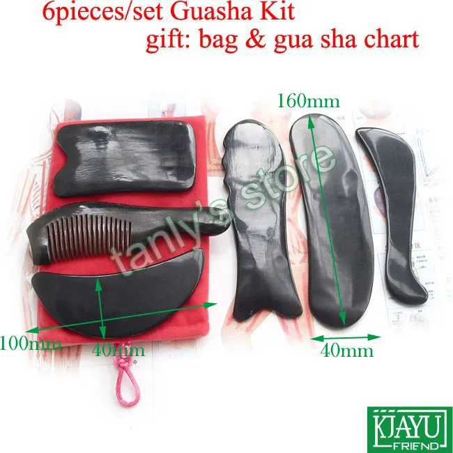 Массажный инструмент Gua sha beauty plate 100% Ox Horn (подарочная коробка красоты и диаграмма