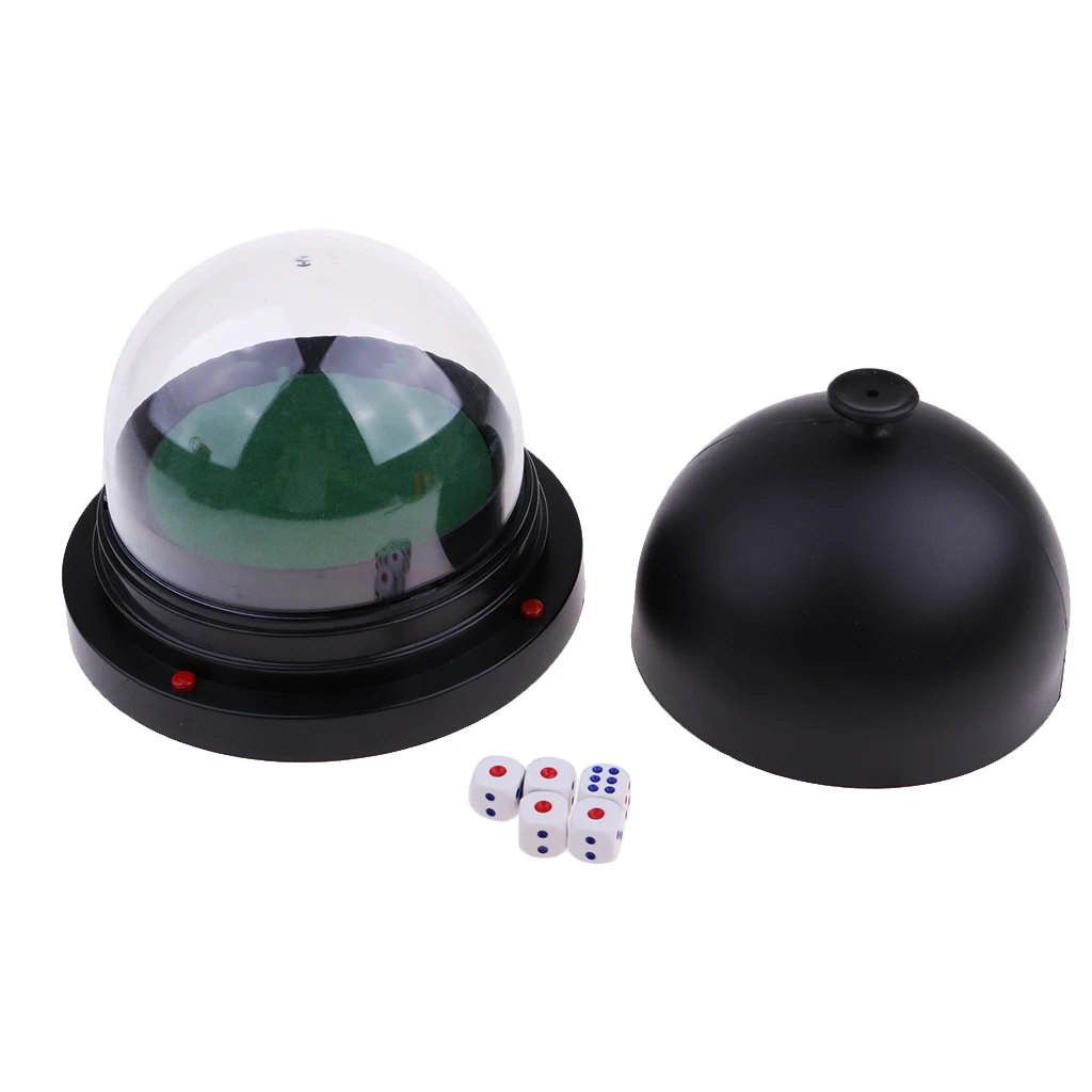 Perfeclan Black Plastic Electric Dice Cup with 5pcs Dice Gambling Party Game Fun Dices Automatic Dice Roller Cup