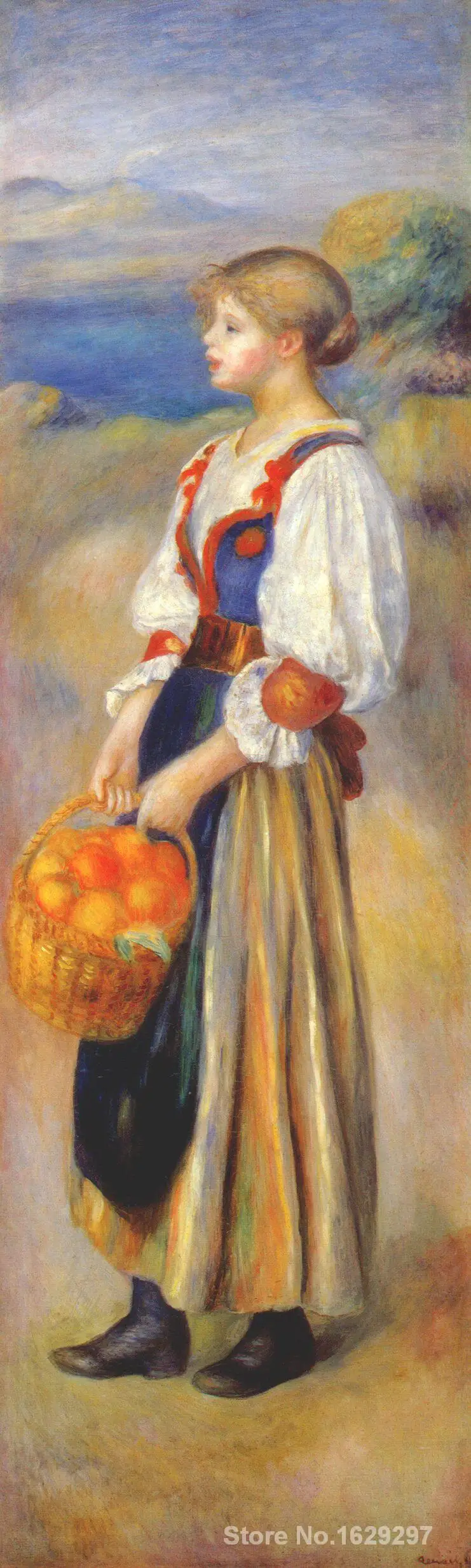 

modern art gallery Girl with a basket of oranges Pierre Auguste Renoir painting High quality Hand-painted