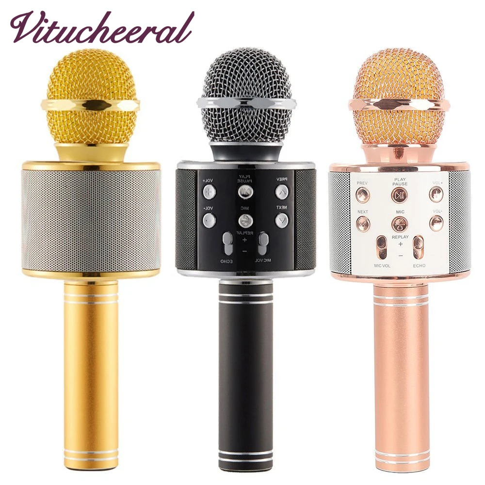WS 858 Mic Karaoke Microphone Wireless Headphone Mini Portable Wireless 