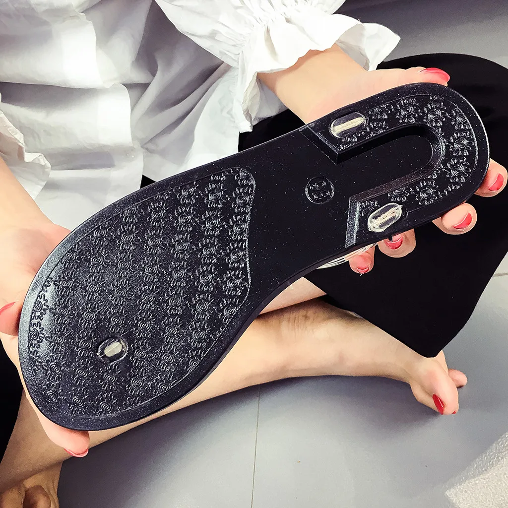 Women's sandals Fashion chaussures femme Transparent Strap sandals women Lemon Pattern Flat Sandals Beach Shoes Slides terlik