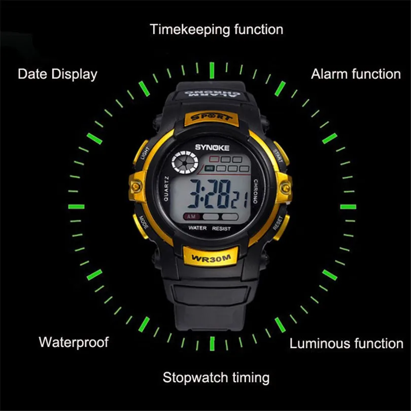 2019 New Fashion Men Watch  Boy Digital LED Quartz Alarm Date Sports Waterproof Wrist Watch  Compass For Sport Man #4m15 (4)
