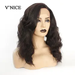 V'NICE синтетические волосы на кружеве парик длинные волнистые темно-коричневые парики для женщин средняя часть волос косплэй термостойкие