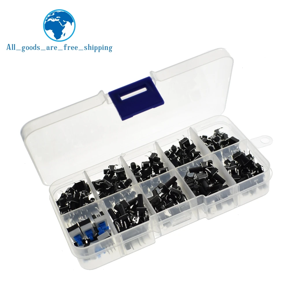 

TZT 10 Values 180PCS Tactile Push Button Switch Mini Momentary Tact Assortment Kit DIY