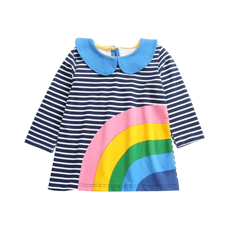 

Casual Baby Girls Stripe Print Princess Dress Cotton Kids Toddler Long Sleeve Sundress Spring