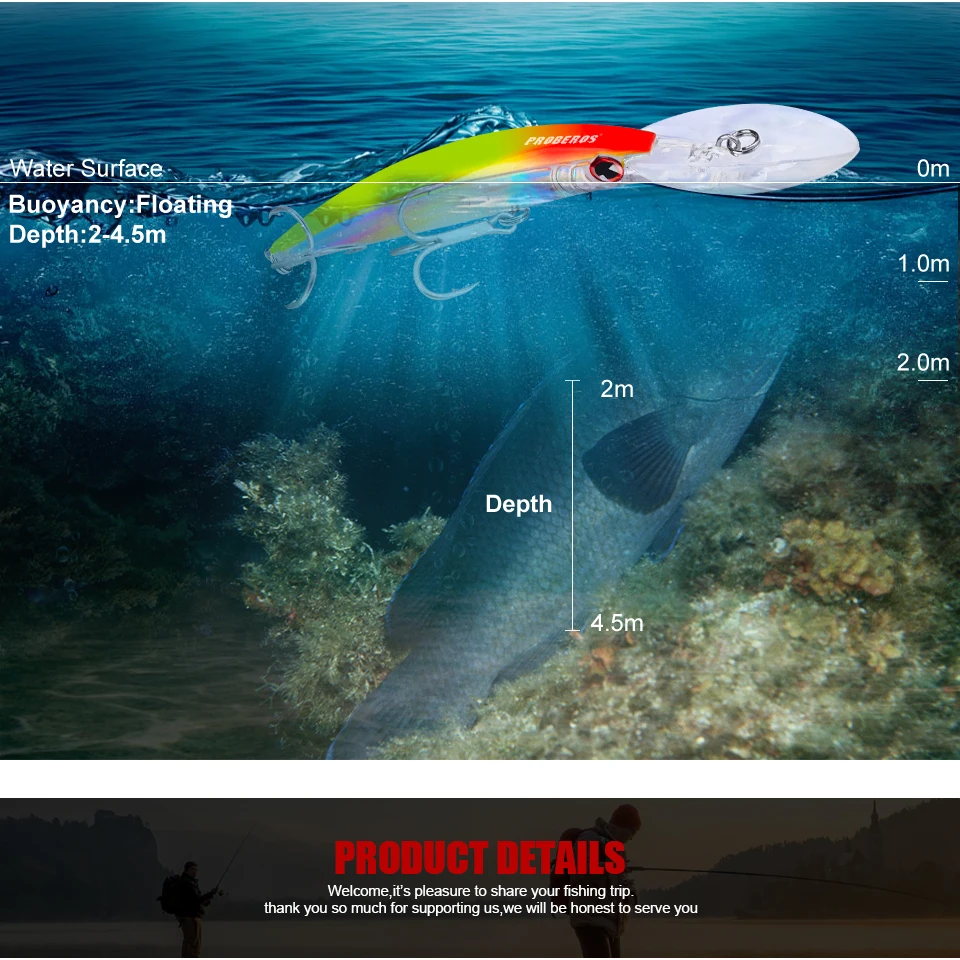 PRO BEROS большая блесна приманка 10 цветов рыболовная приманка 2 шт.-5 шт. рыболовные снасти "-17,78 см/0,963 унций-27,31 г рыболовная приманка с 2/0# крючком