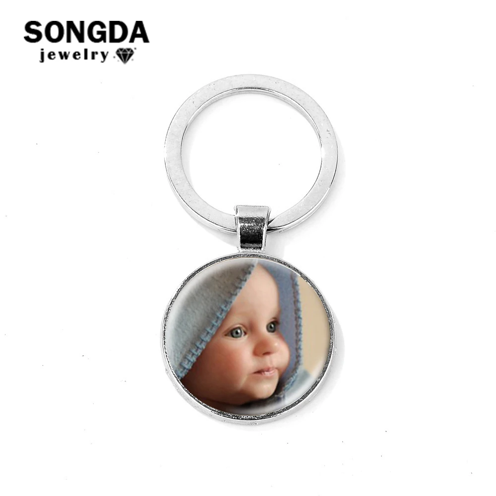 

SONGDA Personalized Photo Keychain Custom Family Member/Your Name/Fashion Logo/Lover Couple Key Ring Best Gift for Family Friend