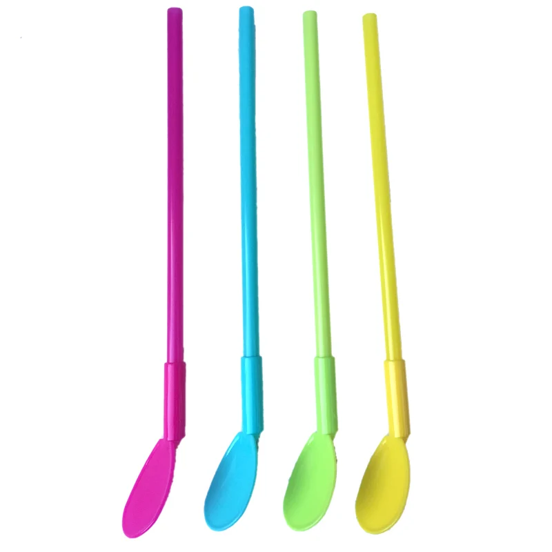 

100Pcs Plastic Drinking Straw Spoon Tea Filter Yerba Mate Tea Straws Bombilla Gourd Reusable Tea Tools Washable Bar Accessories