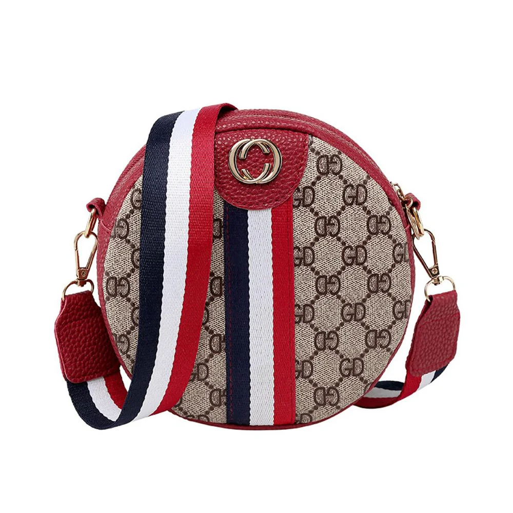 

New Hot Handbag PU Leather Zipper Single Shoulder Bag Lady Gril Small Circular Printing Flower Bag Satchel for women in 2019