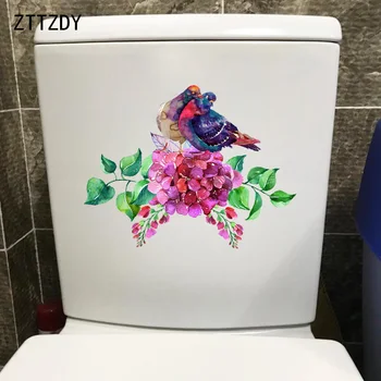 

ZTTZDY 22.4*17.2CM Flower And Bird Pattern Classic Toilet Seat Sticker Home Wall Decals Decoration T2-0223