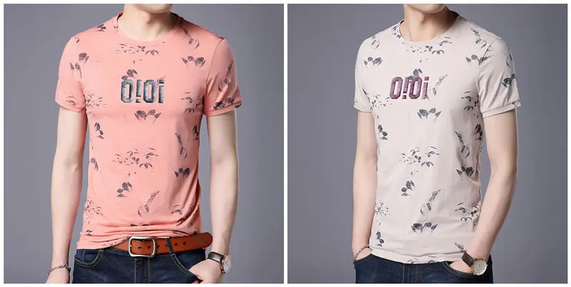 COODRONY модная футболка с цветочным принтом и круглым вырезом с коротким рукавом для мужчин Весна Лето Топ Мужская брендовая одежда хлопковая Футболка S7646