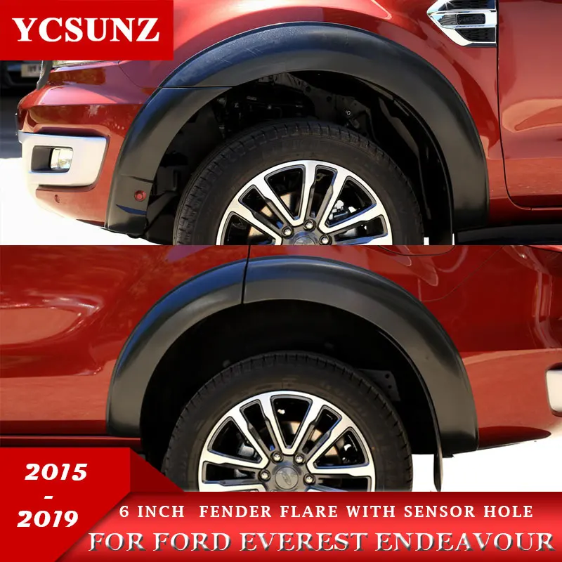 

6 Inch Fender Flares With Sensor Hole Wheel Arches Mudguard Accessories For Ford Everest Endeavour 2016 2017 2018 2019