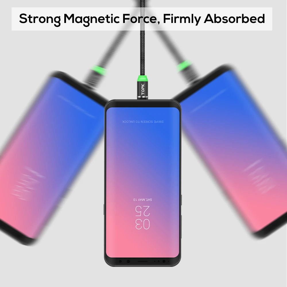 TOPK 1M Upgraded 3A Quick Charge Phone Magnetic Micro USB Cable & 8 Pin & USB Type C Cable for iPhone Samsung Huawei Xiaomi TOPK 1M Upgraded 3A Quick Charge Phone Magnetic Micro USB Cable & 8 Pin & USB Type C Cable for iPhone Samsung Huawei Xiaomi