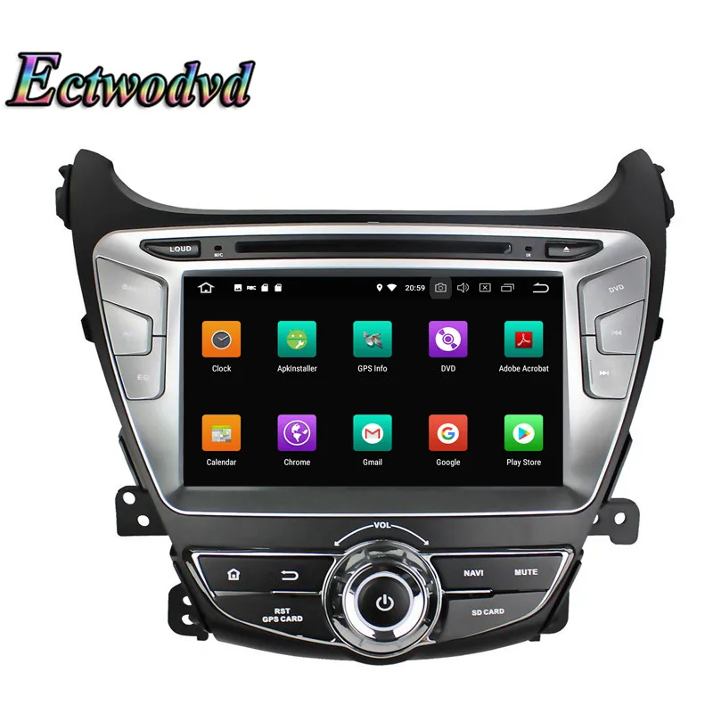 Discount Ectwodvd Octa Core 4G RAM 64G ROM Android 9.0 Car Multimedia DVD Player GPS HeadUnit For Hyundai Elantra 2014 2015- 2