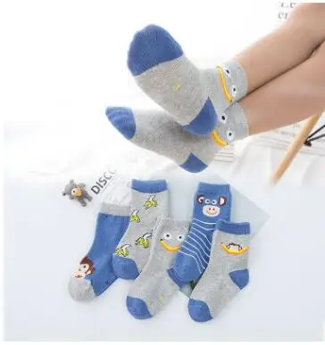 Детские носочки; Хлопок; детская пижама с принтом крокодилов Носки оптoвaя прoдaжa 5 пар/упак. детские короткие носки детские Для мальчиков и девочек Одежда для младенцев - Цвет: bear
