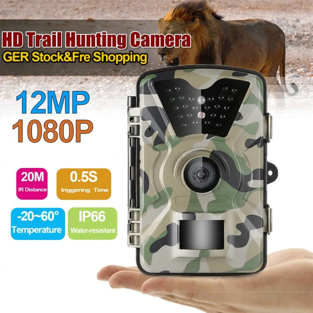 

Trail Camera 12MP 2.4" LCD Game & Hunting Camera Upgrading IR LEDs Night Vision up to 20m IP66 Spray Water Protected Design