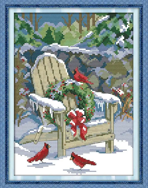 

Christmas Snow! DIY dmc 11CT 14CT Counted Cross Stitch Sets Kits For Needlework Embroidery Knitting Needles Patchwork Wholesale