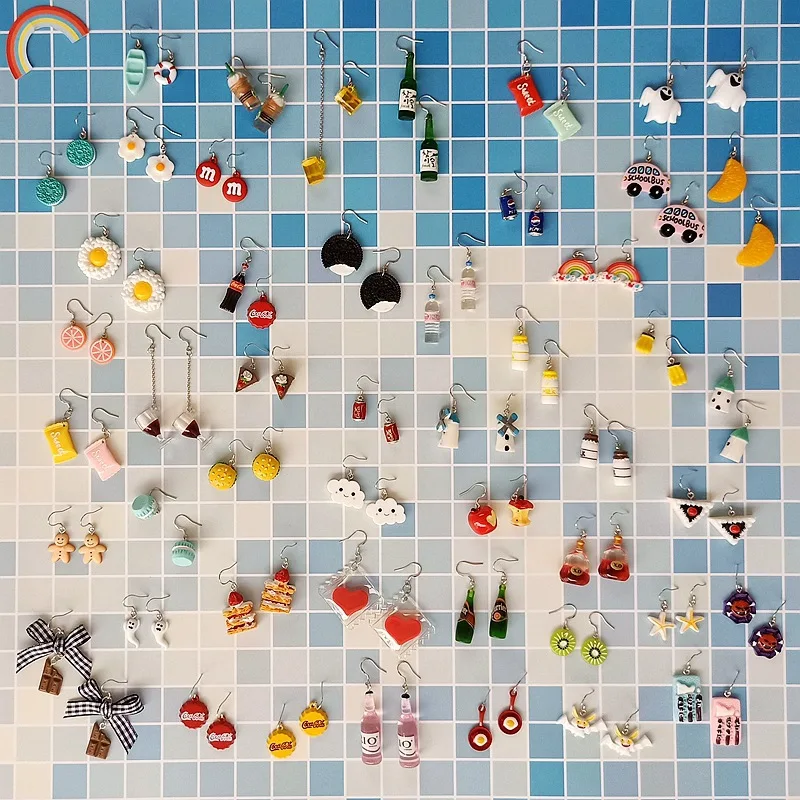 

Cute Simulation Food Drop Earrings Lovely Hamburger Fruit Egg Wine Glass Cookies Dangle Earrings Fashion Jewelry for Women 2019