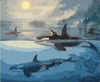 Bunny and the killer whale animal painting by numbers on canvas DIY oil paintings for living room wall