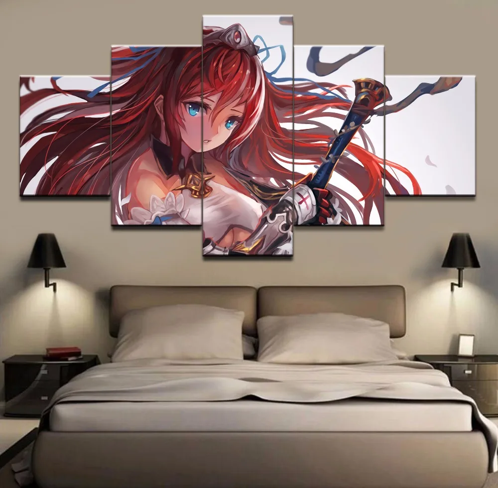 

Canvas HD Print 5 Pieces Anime girl Modulars Picture For Modern Decorative Bedroom Living Room Home Unique gift Wall Art Decor