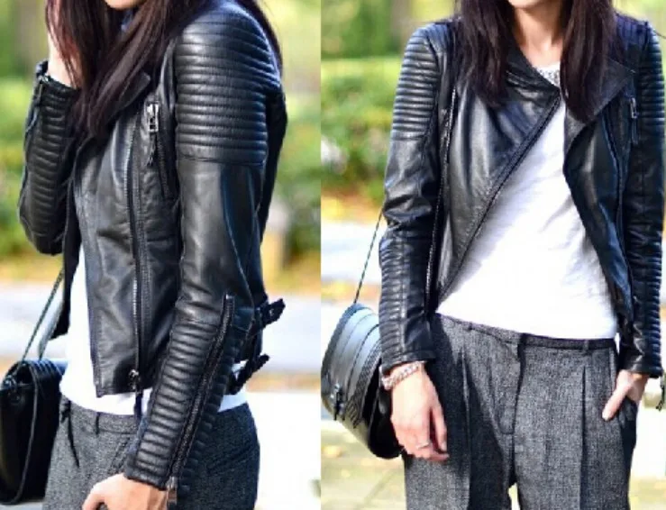 jaqueta couro biker feminina