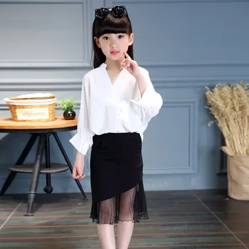 

Girls Summer Korean Female's New Children's Baby Solid Tail Skirt Mesh Black