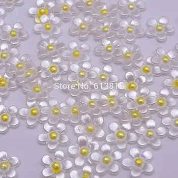 

1000pcs/lot 12mm White Flower Shape Imitation Half Round Pearl Flatback Beads for Scrapbook DIY Decoration