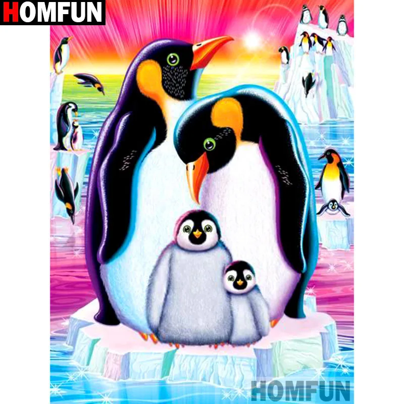 HOMFUN Full Square/Round Drill 5D DIY Diamond Painting &quotPenguin family&quot Embroidery Cross Stitch Home Decor Gift A14746 | Дом и сад