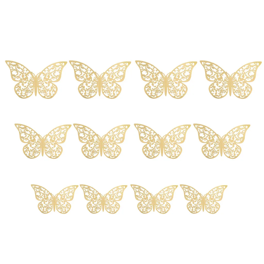 12 шт. 3D эффект хрустальные бабочки Красивые стикеры на обои Бабочка для детской комнаты переводки украшение для дома на стену# YY - Цвет: Gold