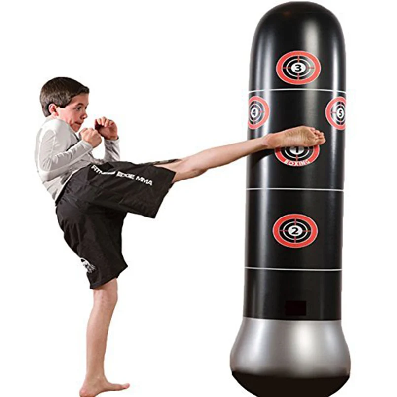 Fitness Inflatable Kids Punching Bag Stress Punch Tower Speed Bag Stand Power Boxing MMA Target ...
