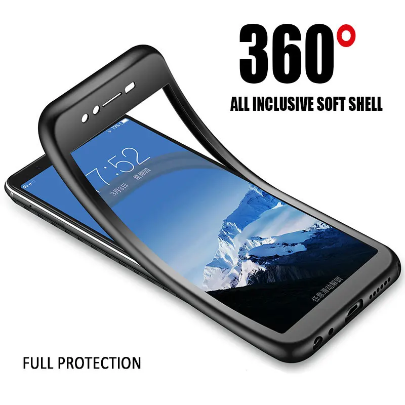 

For Xiaomi Mi A1 A2 5X 6X F1 8 SE Case 360 Xiaomi Redmi 4X 5A S2 5 Plus 6 Pro Cover 360 Silicone Phone Back Case Full Protective