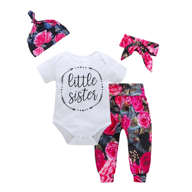 

1set/lot Baby Girl Clothes set girls Outfit cotton Jumpsuit Bodysuit Floral Pants clothing Set