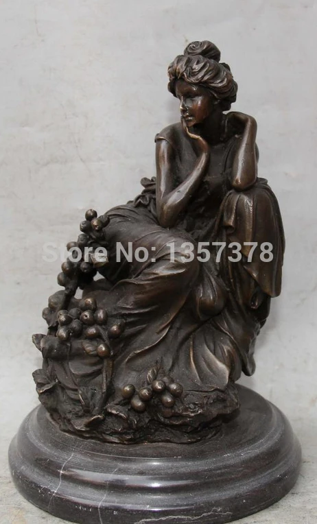

shitou 00847 8" Chinese Western Bronze Marble Sexy Thinking Belle Woman Girl Lady Statue discount 30% (C0324)