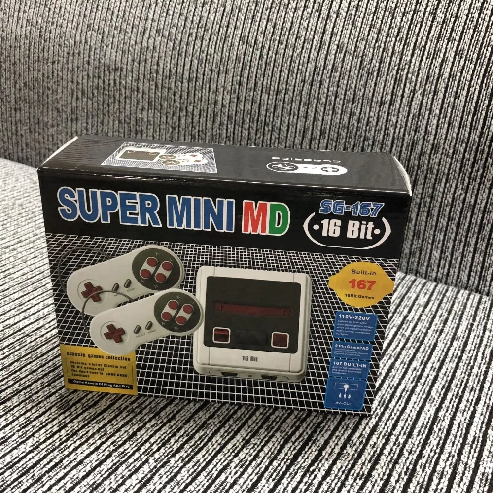 Новая Ретро Мини ТВ Видео игровая консоль для Sega MegaDrive 16 бит игр с 167 различными