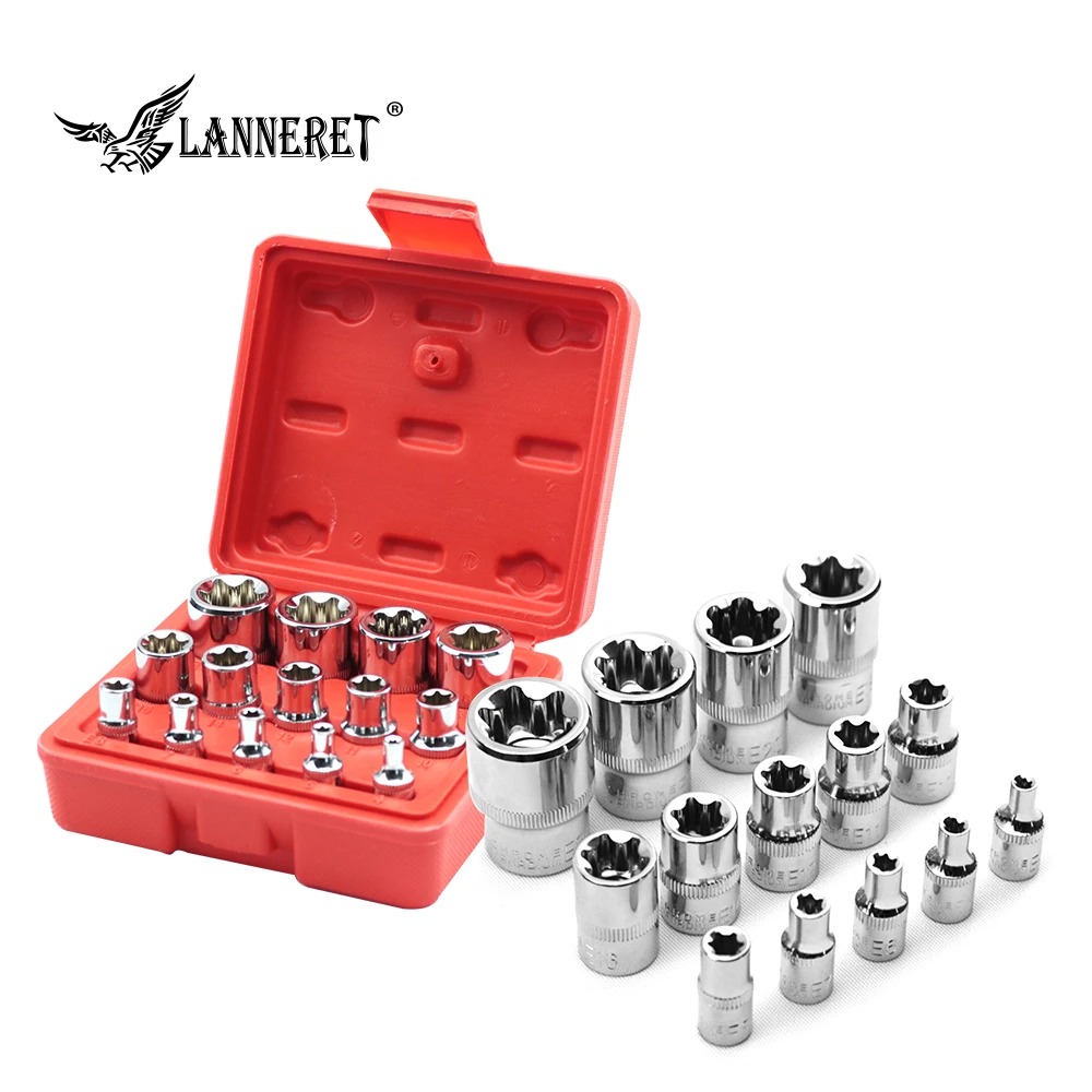 

LANNERET 14pcs 4~24mm Socket Wrench Set 1/2" , 3/8", 1/4" Drive Adapter 6 Point Spanner Converter Reducer Impact Wrench Socket