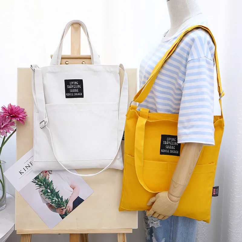 

Women Canvas Tote Bag Concise Letter Printing Shoulder Cloth Bags Ladies Duty Cotton Shopping Bags Small Fresh