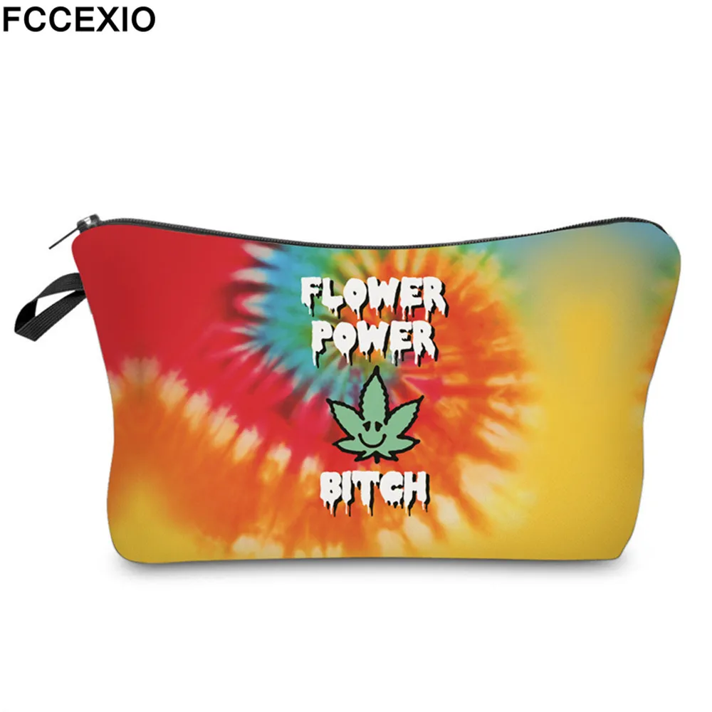 FCCEXIO 3D принт Радуга сорняки косметичка многоцветный узор милые косметички для путешествий дамская сумочка для женщин Макияж сумки 14 - Цвет: 1