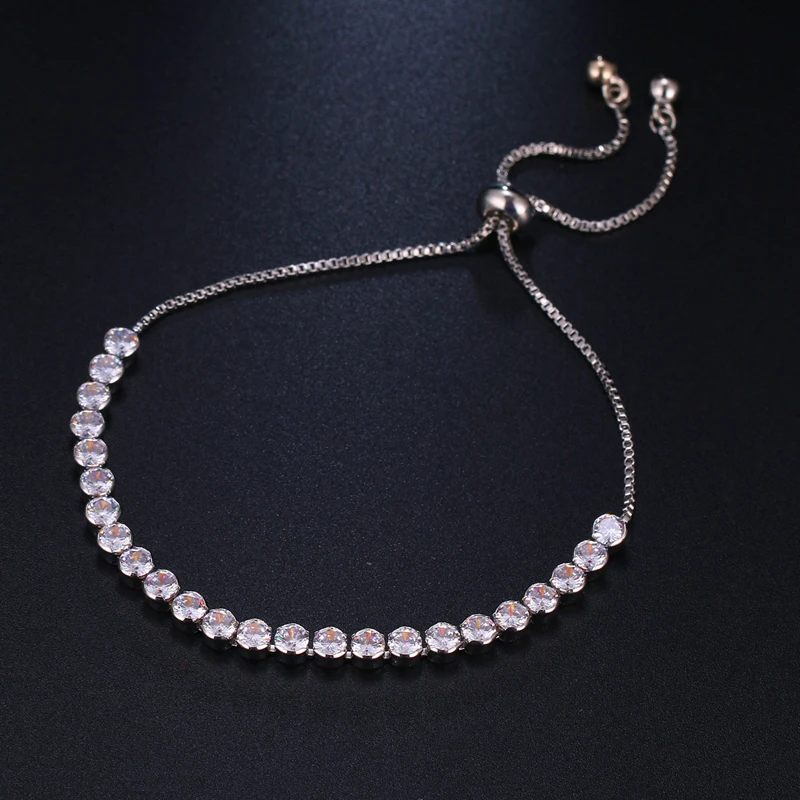 Женский браслет с подвеской LZX регулируемый из белого золота кристаллами|bracelets