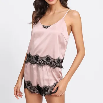 

2PC Lingerie Women V Neck Sleeveless top Hight Waist Shorts Babydoll Nightdress Nightgown Sleepwear Underwear Set pijama