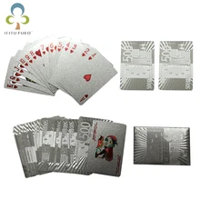 Одна колода серебряная фольга покер Евро стиль пластик покер игральные карты водостойкие карты Хорошая цена азартные игры настольная игра GYH