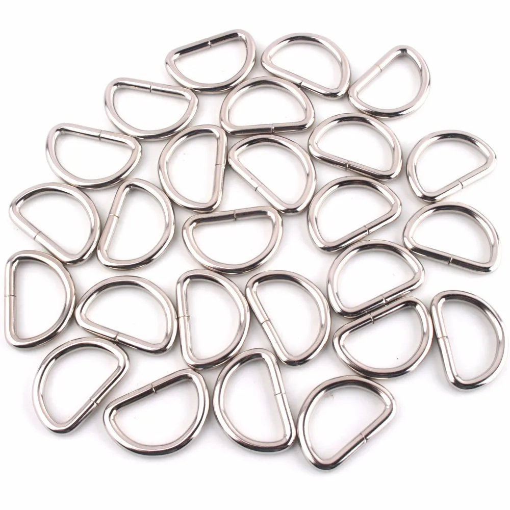 

YoouPara 20pieces/lot 25mm Silver Metal D Ring For Non-Welded Nickel Plated Webbing Strapping Bags Garment Connect Buckle