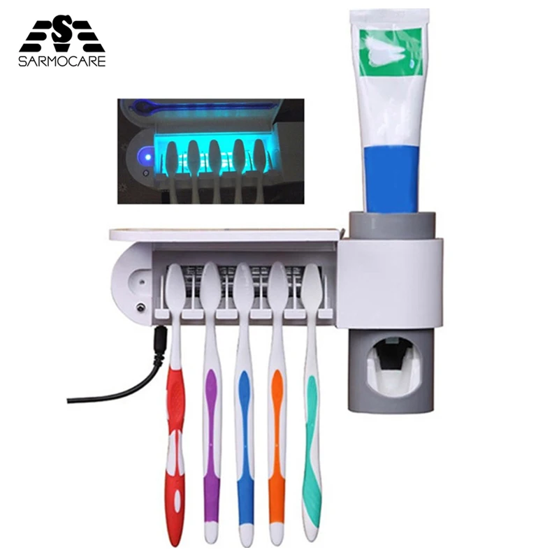 Антибактериальный УФ-светильник, ультрафиолетовая лампа 2 в 1, стерилизатор для зубных щеток, автоматический держатель зубной щетки, соковыжималки для зубной пасты