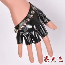 1 пара панк заклепки половина пальцев перчатки женские Леди на половину ладони/ступни искусственная кожа Мода Джаз DS Pole танцы стильные
